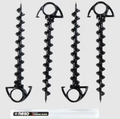 Ground Screw Stakes-4PK - Black