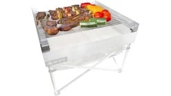 Fireside Outdoor Tri-Fold Grilling Grates -Camping Equipment Shop opplanet fireside outdoor tri fold grilling grates for pop up fire pit 16 5 in cdgg24 tri usage 1