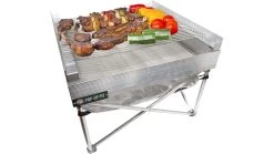 Fireside Outdoor Tri-Fold Grilling Grates -Camping Equipment Shop opplanet fireside outdoor tri fold grilling grates for pop up fire pit 16 5 in cdgg24 tri usage 2