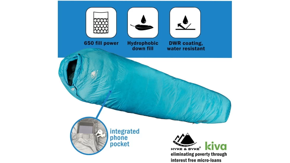 Hyke & Byke Shavano Ultralight Down Sleeping Bag, 650FB, 32F Degrees 8 Hyke & Byke Shavano Ultralight Down Sleeping Bag, 650FB, 32F Degrees - Image 6